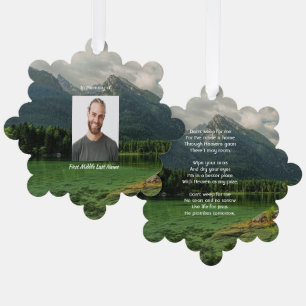 Christian Memorial Keepsake Mountain Lake Tree Decoration Card