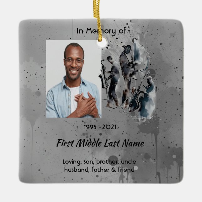 Christian Memorial Keepsake Music Jazz Band Ceramic Ornament (Front)