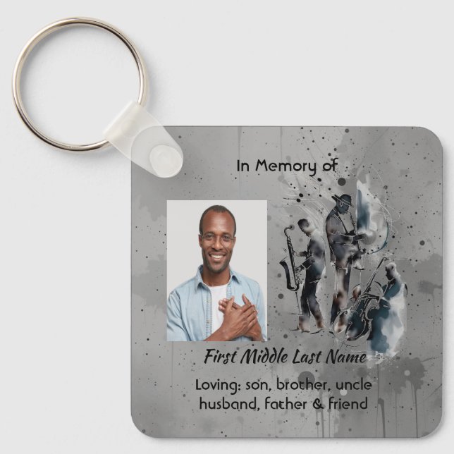Christian Memorial Keepsake Music Jazz Band Key Ring (Front)