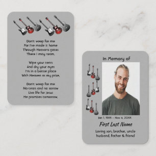 Christian Memorial Keepsake Musician Guitar Music  Business Card