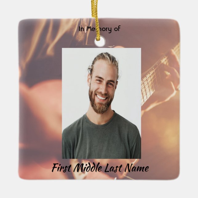 Christian Memorial Keepsake Musician Piano Guitar Ceramic Ornament (Front)