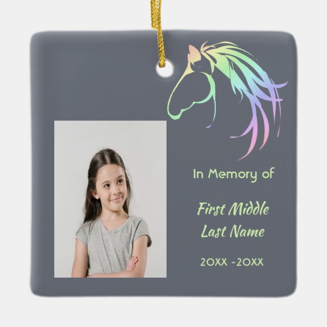 Christian Memorial Keepsake Pastel Horse Art Ceramic Ornament (Front)