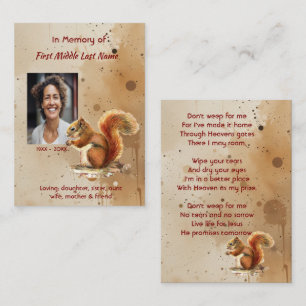 Christian Memorial keepsake Red Squirrel Business Card