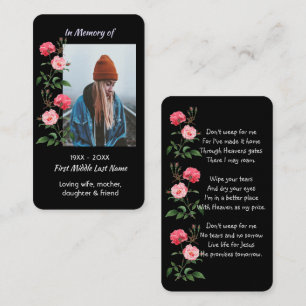 Christian Memorial Keepsake Roses Garden Flowers Business Card