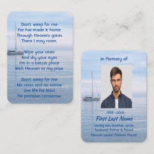 Christian Memorial Keepsake Sailboat Calm Water Business Card