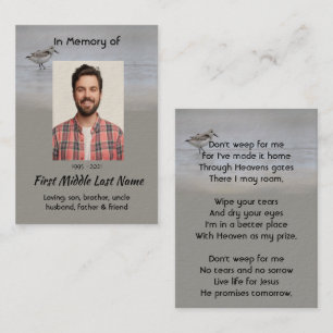 Christian Memorial Keepsake Sandpiper Shore Bird  Business Card
