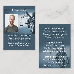 Christian Memorial Keepsake Scales Justice Law Business Card