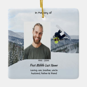 Christian Memorial Keepsake Snowboarding Winter Ceramic Ornament