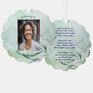Christian Memorial Keepsake Watercolor Foliage Tree Decoration Card
