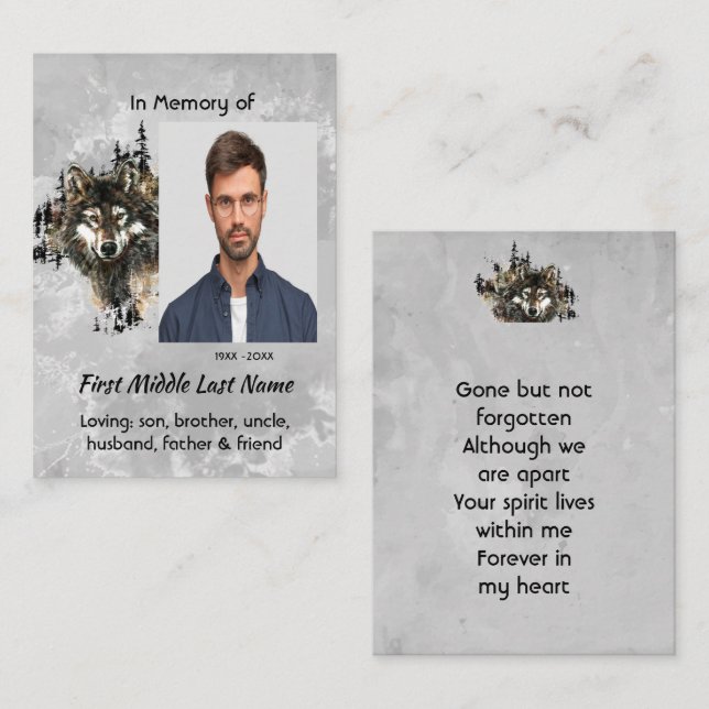Christian Memorial Keepsake Wolf Wolves Animal art Business Card (Front/Back)