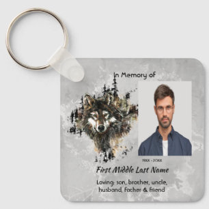Christian Memorial Keepsake Wolf Wolves Animal art Key Ring