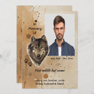 Christian Memorial Keepsake Wolf Wolves Animal Invitation