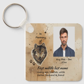 Christian Memorial Keepsake Wolf Wolves Animal Key Ring