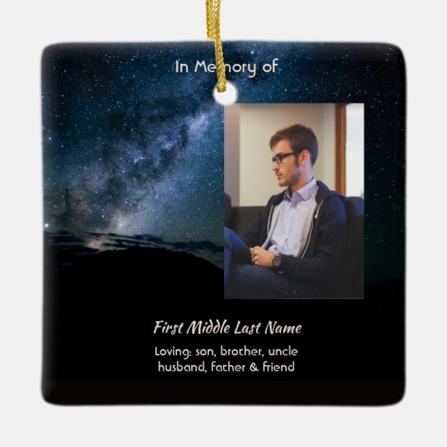 Christian Memorial Milky Way Starry Night Sky  Ceramic Ornament (Front)