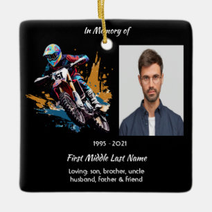 Christian Memorial Motocross Motorcycle Racing Ceramic Ornament