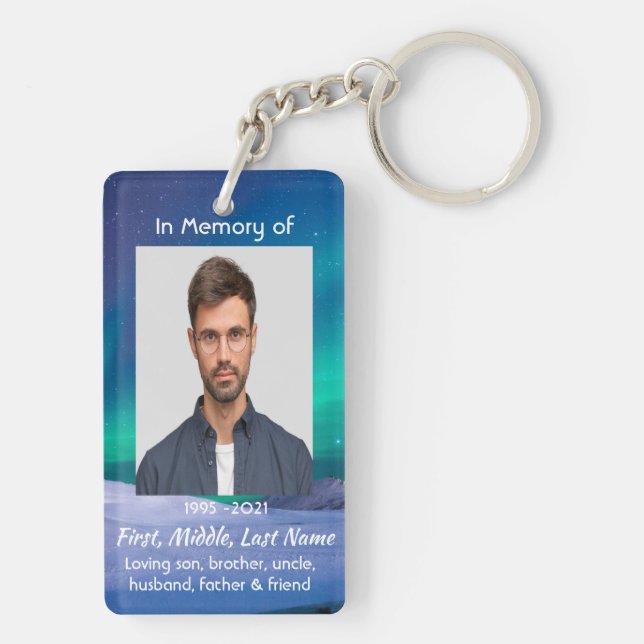 Christian Memorial Northern Lights Aurora Borealis Key Ring (Back)