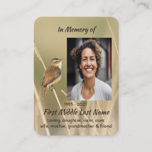 Christian Memorial Photo Bird Garden Nature  Business Card