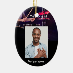 Christian Memorial Photo  Drummer Drums Band  Ceramic Ornament