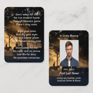 Christian Memorial Photo Forest Trail Walk Horses Business Card