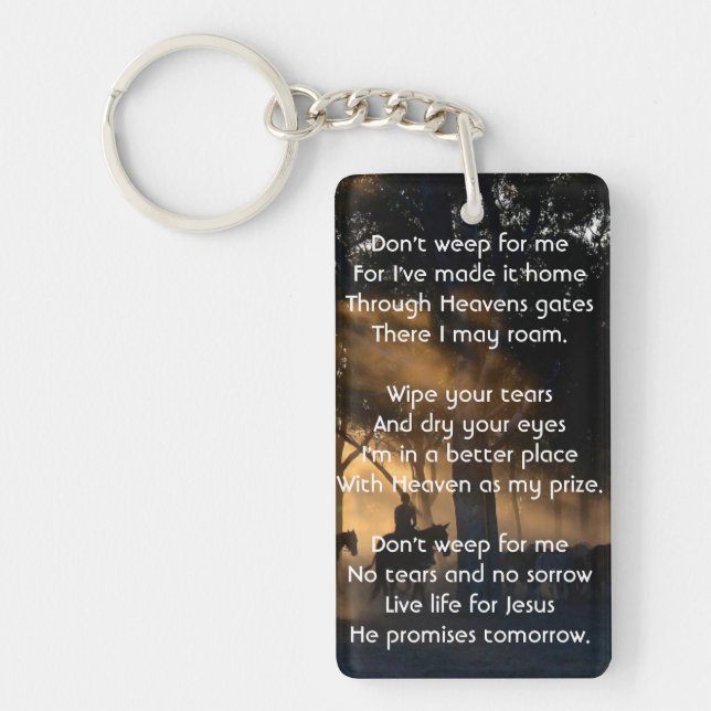 Christian Memorial Photo Forest Trail Walk Horses Key Ring (Front)