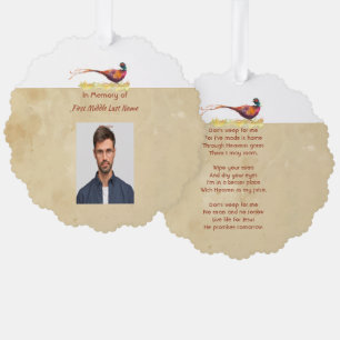 Christian Memorial Photo Invite Pheasant Bird Art