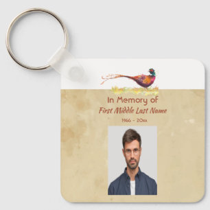 Christian Memorial Photo Invite Pheasant Bird Art Key Ring