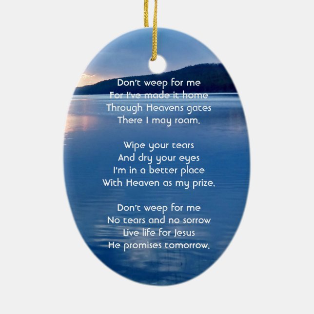 Christian Memorial Photo Lake Sunrise Nature Ceramic Ornament (Back)