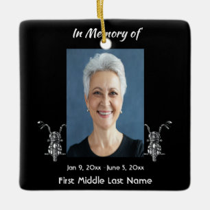 Christian Memorial Photo Motorcycle Biker Ceramic Ornament