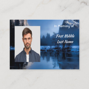 Christian Memorial Photo Mountain Lake Winter Snow Business Card