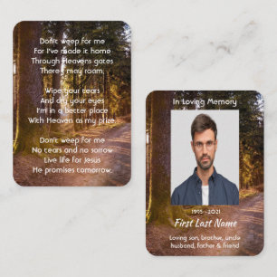 Christian, Memorial Photo Prayer Forest Trail Walk Business Card