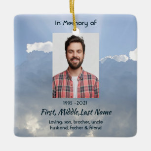 Christian Memorial Photo Prayer Heavenly Sky Ceramic Ornament