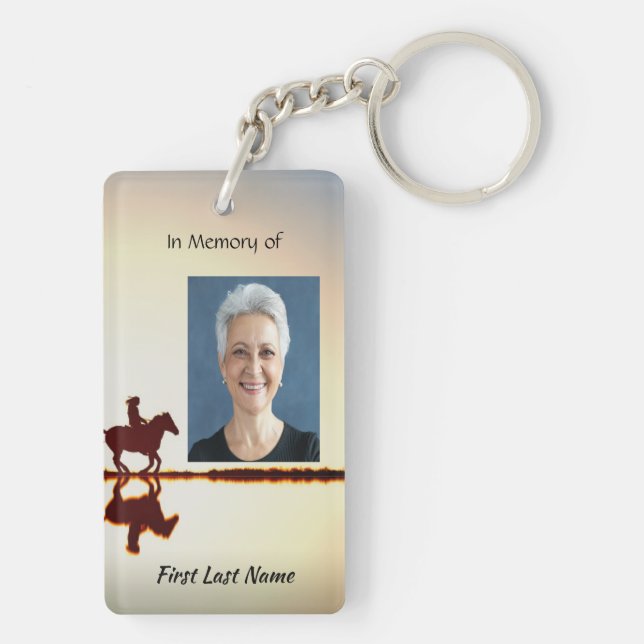 Christian Memorial Photo Prayer Horse Back Riding Key Ring (Back)