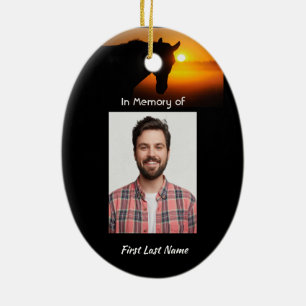 Christian Memorial Photo Prayer Horse Western Ceramic Ornament