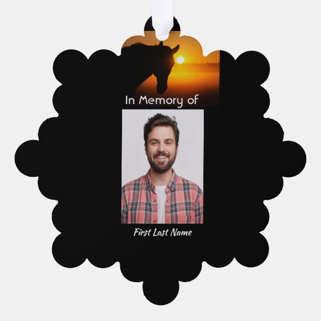 Christian Memorial Photo Prayer Horse Western Tree Decoration Card (Back)