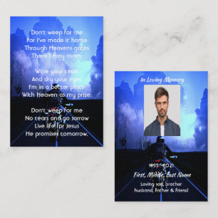 Christian Memorial Photo Prayer Motorcycle Biker Business Card