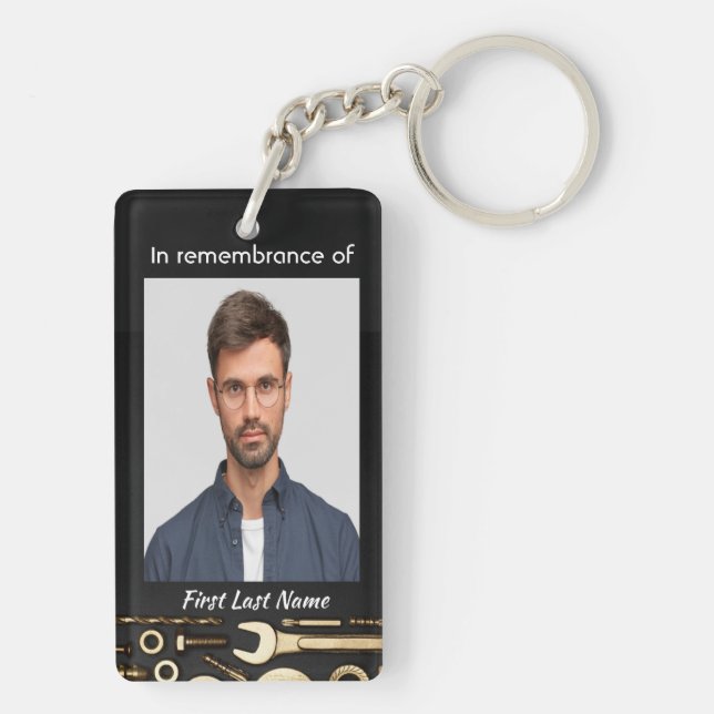 Christian Memorial Photo Prayer Tools Mechanic Key Ring (Back)