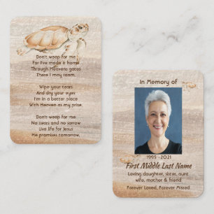 Christian Memorial Photo Sandy Beach Sea Turtle  Business Card