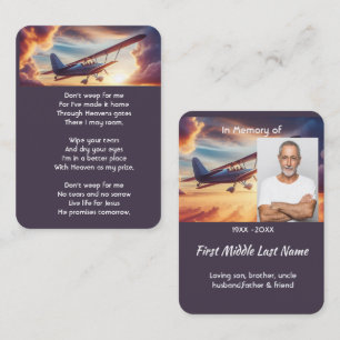 Christian Memorial Pilot Aeroplane Flying Sunset Business Card