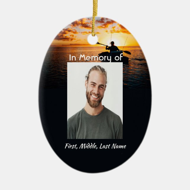 Christian Memorial Pocket Card Kayaking Sport  Ceramic Ornament (Front)