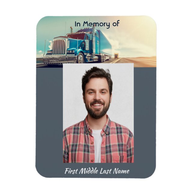 Christian Memorial Semi Truck Tractor Trailer Magnet (Vertical)