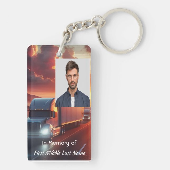 Christian Memorial SemiTruckTractor-trailer  Key Ring (Back)