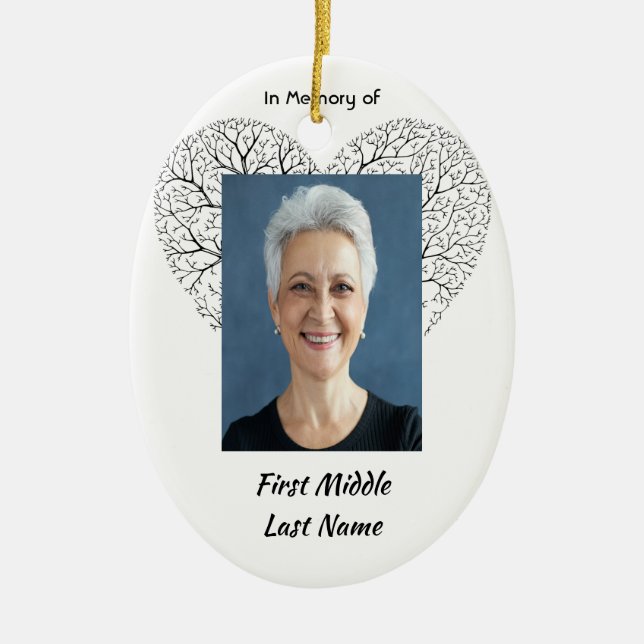 Christian Memorial  Tree of Life Heart Love Ceramic Ornament (Front)