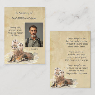 Christian Memorial  Watercolor Seals Animals Business Card