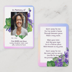 Christian Memorial Watercolor Wild Violet Business Card