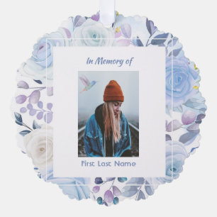 Christian Memory Keepsake Hummingbird Blue Roses  Tree Decoration Card