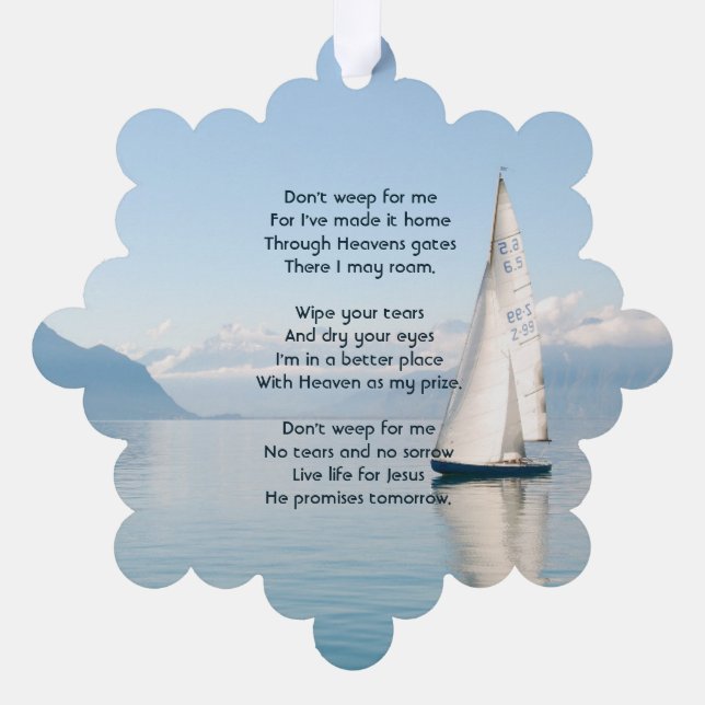 Christian Memory Keepsake Sailor Sailboat Sailing Tree Decoration Card (Back)