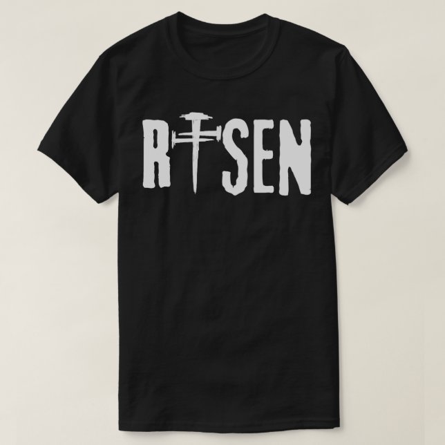 Christian Men EASTER RISEN NAIL CROSS  T-Shirt (Design Front)