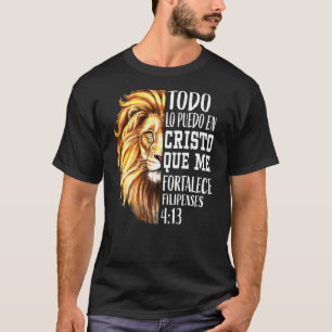 Christian Men Spanish Lion Judah Graphic On Back P T-Shirt