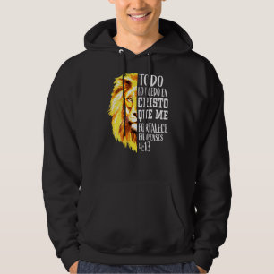 Christian Men Spanish Lion Of Judah Graphic On Bac Hoodie