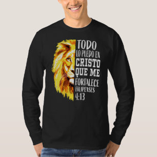 Christian Men Spanish Lion Of Judah Graphic On Bac T-Shirt